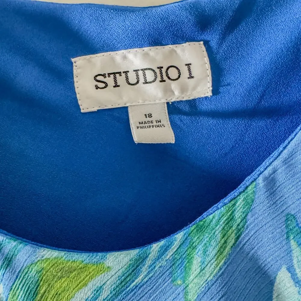 Vintage Studio I Blue Floral Maxi Dress & Matching Cardigan Jacket Set Size 14